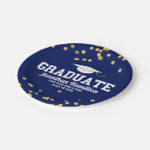 Afstuderen Navy Blue Gold Confetti Graduation Part Papieren Bordje (Gekanteld)