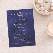 Afstuderen Navy Blue Gold Simple 2025 Kaart