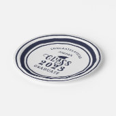 Afstuderen Navy Blue Jaar Gefeliciteerd Naam Papieren Bordje (Gekanteld)