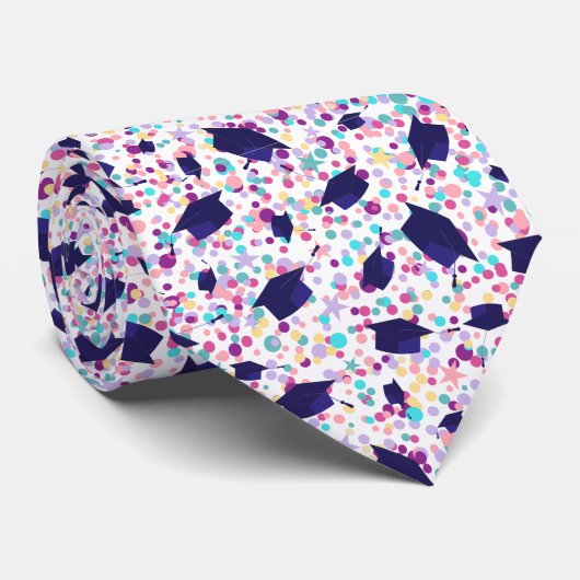 Afstuderen Navy Blue Pet Thema Stropdas (Opgerold)