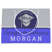 Afstuderen Navy Blue Silver Chic - gepersonaliseer Groot Cadeauzakje (Voorkant)