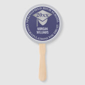 Afstuderen Navy Blue Silver Foto gefeliciteerd Handwaaier (Voorkant)