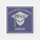 Afstuderen Navy Blue Silver Pet gefeliciteerd Servet (Voorkant)