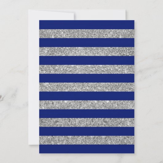 Afstuderen - Navy Blue Silver Stripes Kaart (Achterkant)