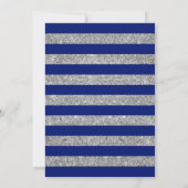 Afstuderen - Navy Blue Silver Stripes Kaart (Achterkant)