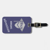 Afstuderen Navy Blue Silver Travel Adventure Bagagelabel (Voorkant horizontaal)