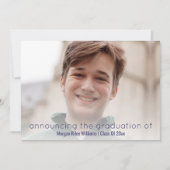 Afstuderen Navy Blue Simple White-overlay foto Aankondiging (Voorkant)