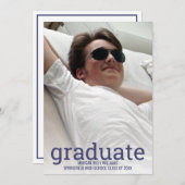 Afstuderen Navy Blue White - Bekleding Eenvoudige  Aankondiging (Voorkant / Achterkant)