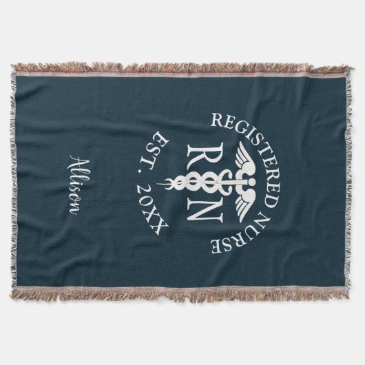 Afstuderen Navy Blue White Deken (Voorkant)