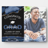 Afstuderen "Navy & Gold Agate Geode Congrats" Fotoplaat (Voorkant)