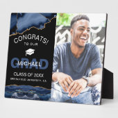 Afstuderen "Navy & Gold Agate Geode Congrats" Fotoplaat (Zijkant)