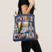 Afstuderen Navy K-12 Bold Modern Fotocollage Tote Bag (Dichtbij)