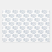 Afstuderen Navy Lichtblauw Gepersonaliseerd Afstud Inpakpapier Vel (Voorkant 2)