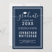 Afstuderen Navy White koninklijke aankondiging (Voorkant)