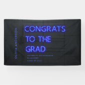 Afstuderen neon black congring modern party spandoek (Horizontaal)