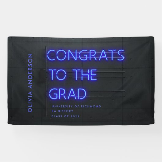 Afstuderen neon black congring modern party spandoek (Horizontaal)