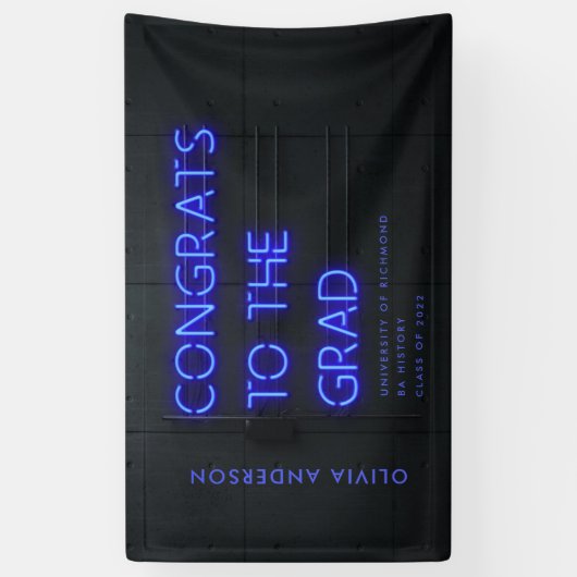 Afstuderen neon black congring modern party spandoek (Verticaal)