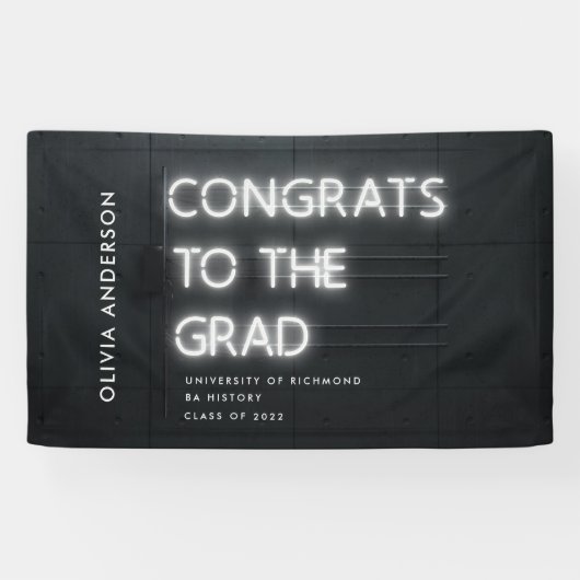 Afstuderen neon black white complimenteert moderne spandoek (Horizontaal)