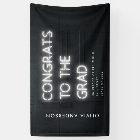 Afstuderen neon black white complimenteert moderne spandoek (Verticaal)