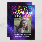 Afstuderen neon glow afstudeerder foto aankondiging (Voorkant / Achterkant)