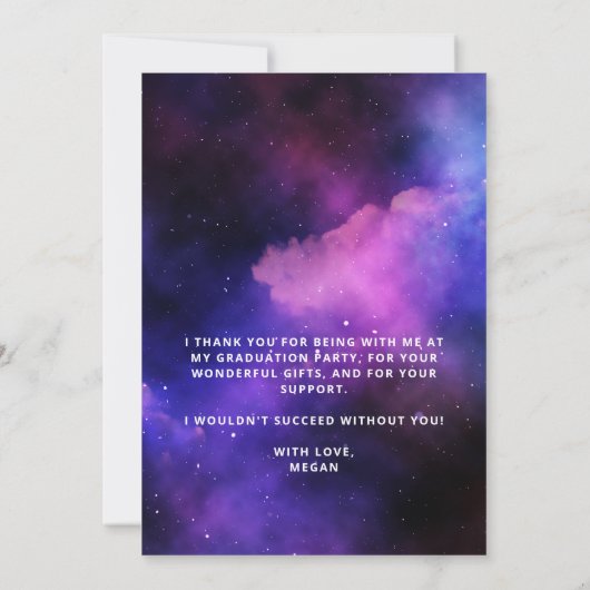 Afstuderen neon glow afstudeerder foto bedankkaart (Achterkant)