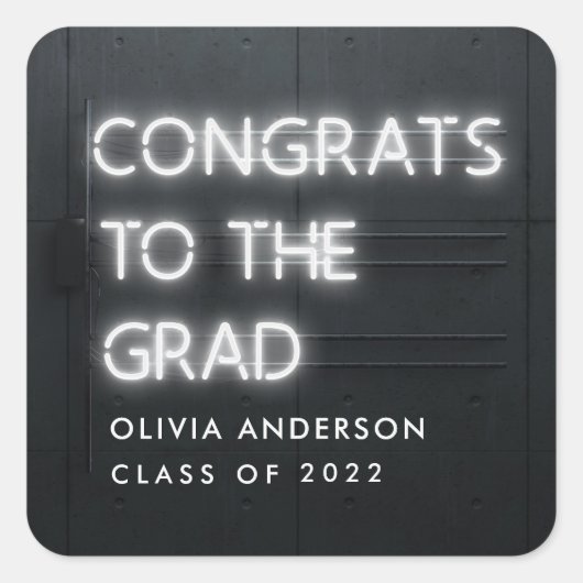 Afstuderen neon leuke typografie moderne compagnon vierkante sticker (Voorkant)