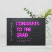 Afstuderen neon roze felmoderne congraten (Staand voorkant)