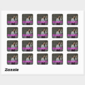 Afstuderen neon roze foto moderne congraties vierkante sticker (Vel)
