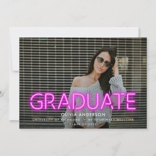 Afstuderen neon roze hedendaagse foto (Voorkant)
