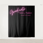 Afstuderen Neon Roze Script Afstudeerfeest Wandkleed (Voorkant)