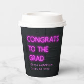 Afstuderen neon roze typografie moderne congraties papieren bekers (Achterkant)