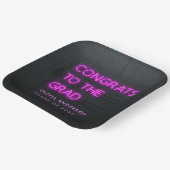 Afstuderen neon roze typografie moderne congraties papieren bordje (Gebogen)