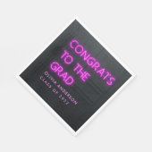 Afstuderen neon roze typografie moderne congraties servet (Hoek)