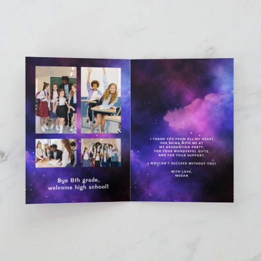 Afstuderen neon voor collage middelbare school bedankkaart (Binnen)