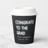 Afstuderen neon white typografie modern gecomprime papieren bekers (Achterkant)