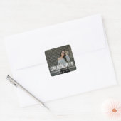 Afstuderen neon witte foto moderne congraties vierkante sticker (Envelop)