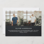 Afstuderen neon zwart wit gecomprimeerd moderne fo (Achterkant)