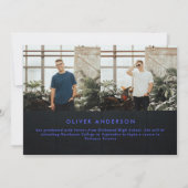 Afstuderen neon zwarte blauwe bont moderne 2 foto (Achterkant)