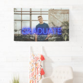 Afstuderen neon zwarte blauwe foto moderne spandoek (Insitu)