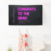 Afstuderen neon zwarte roze feliciteert moderne pa spandoek (Insitu)