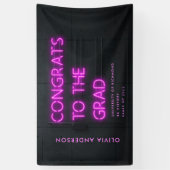 Afstuderen neon zwarte roze feliciteert moderne pa spandoek (Verticaal)