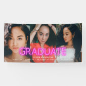 Afstuderen neon zwarte roze foto moderne partijban spandoek (Horizontaal)