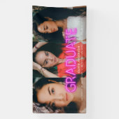 Afstuderen neon zwarte roze foto moderne partijban spandoek (Verticaal)