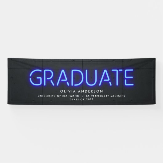 Afstuderen neon zwarte witte foto moderne partij spandoek (Horizontaal)