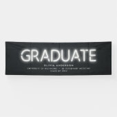 Afstuderen neon zwarte witte foto moderne partij spandoek (Horizontaal)