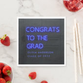 Afstuderen neonblauw typografie moderne congraties servet (Insitu)