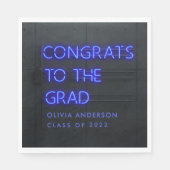 Afstuderen neonblauw typografie moderne congraties servet (Voorkant)