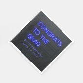 Afstuderen neonblauw typografie moderne congraties servet (Hoek)