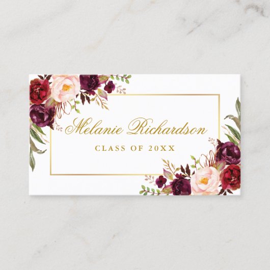 Afstuderen Netwerken Bourgondië Floral Gold Visitekaartje (Voorkant)