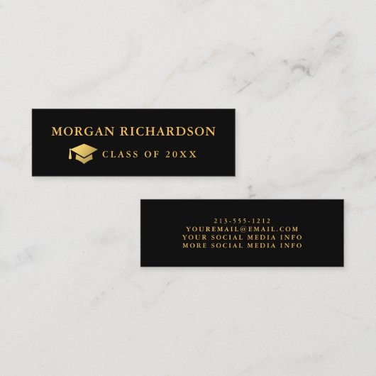 Afstuderen Networking Black en Gold Mini Visitekaartje (Voorkant / Achterkant)